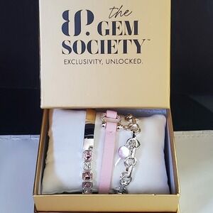 The Gem Society Arctic Elegance Silver Plated Pink Stone Bracelet Set Bomb Party